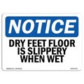 Signmission OSHA Sign, Dry Feet Floor Is Slippery When Wet, 18in X 12in, 18" W, 12" H, Lndscp, D-1218-L-11576 OS-NS-D-1218-L-11576